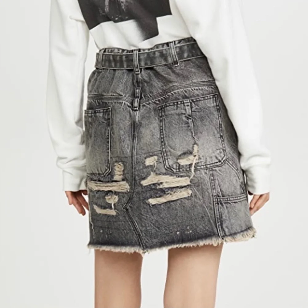 NEW BEN TAVERNITI UNRAVEL PROJECT DISTRESSED DENIM SKIRT - Picture 6 of 8